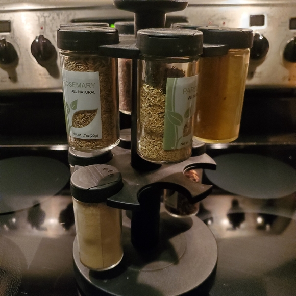 12 space 10 glass container round robin spice rack organizer black - Picture 3 of 3